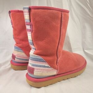 UGG Women Limited Edition Short Serape Sz 9 Twinface Boot Sunset Red Aztec Print